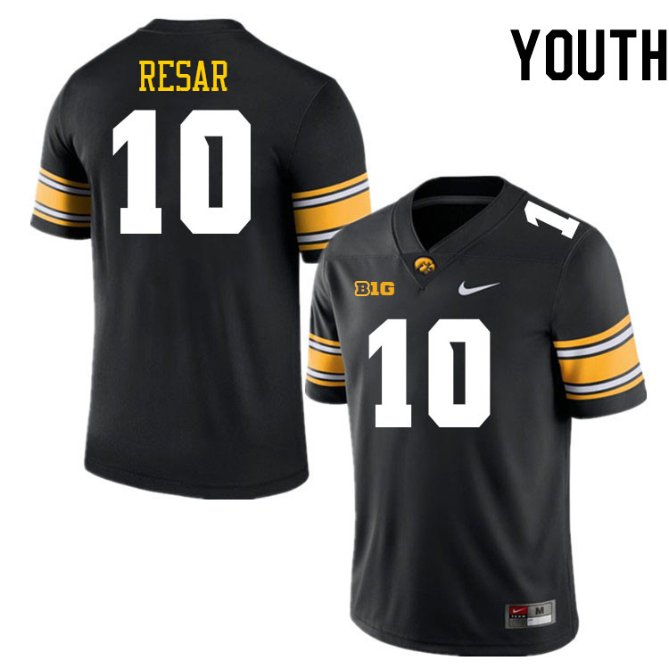 Youth #10 James Resar Iowa Hawkeyes College Football Jerseys Stitched-Black